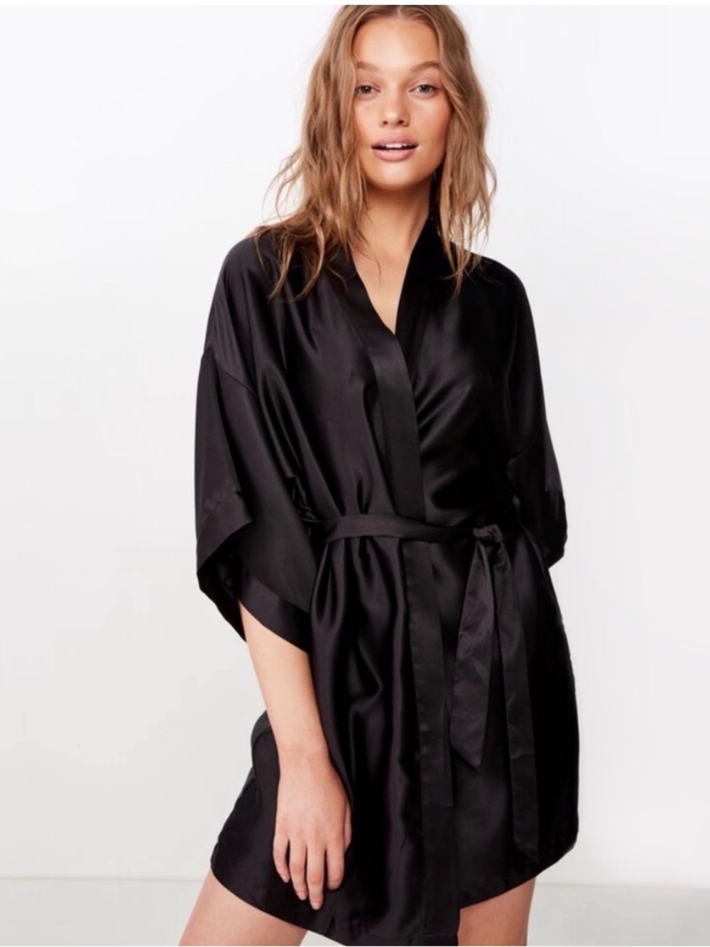 NWT ThirdLove Satin Robe in Black.